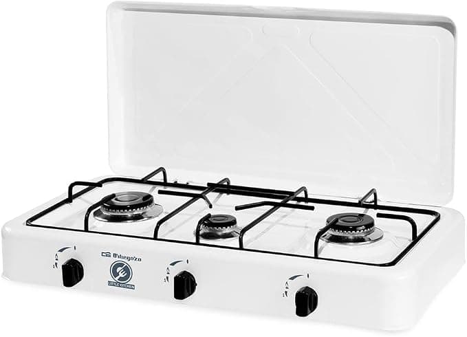 Orbegozo FO 3450 – Hornillo a gas, butano o propano, tres quemadores, uso exterior
