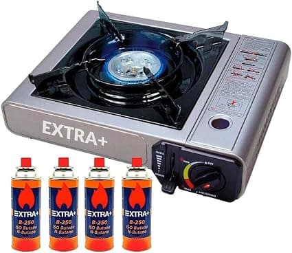 Cocina Portátil Doble + Quemador Gas 4 Botellas
