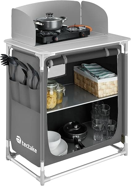 tectake Cocina de Camping de Aluminio Plegable