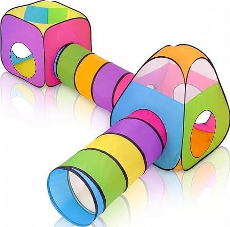 NUBUNI 4 en 1: 2 Casitas + 2 Túneles de Juego