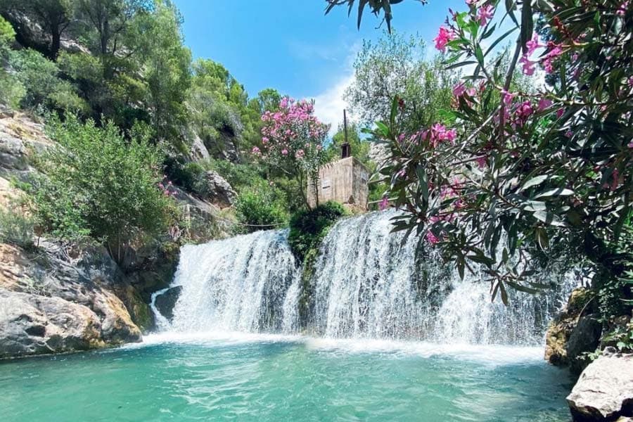 Vannfall og basseng ved Algar-kildene (Fonts de l'Algar) i Callosa d'en Sarrià