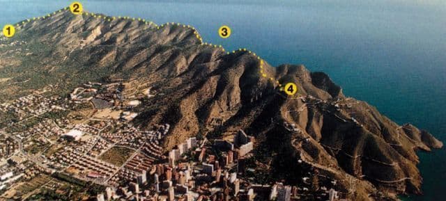 Itinéraire de randonnée à travers la sierra helada benidorm