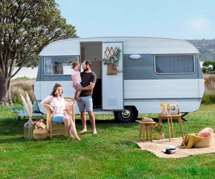 Freshly painted caravan exterior