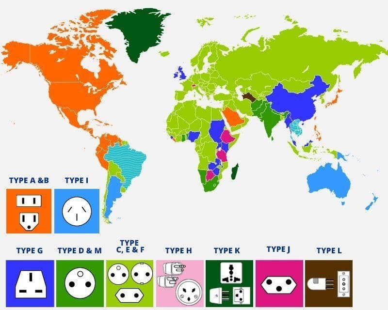 Mapa mundial de enchufes por países