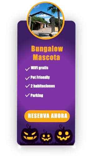 Oferta halloween camping que admite mascotas en bungalow