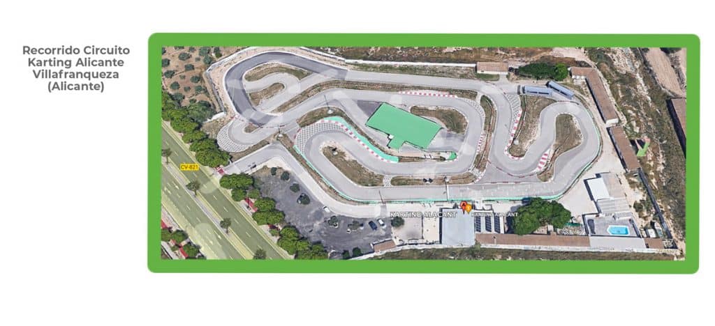 Afbeelding van het circuit en de route van karting alacant, in villafranqueza (alicante)