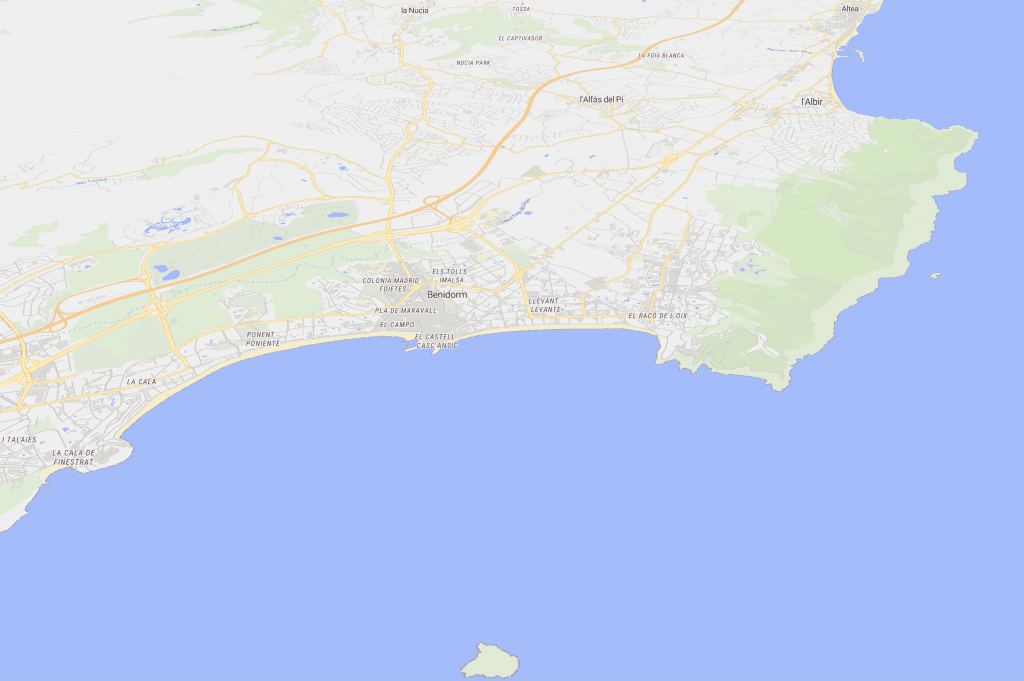 Plano de benidorm situandola en la comarca de la marina baixa