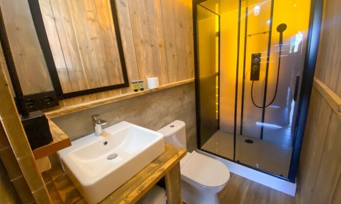 Karibu tent bathroom with shower