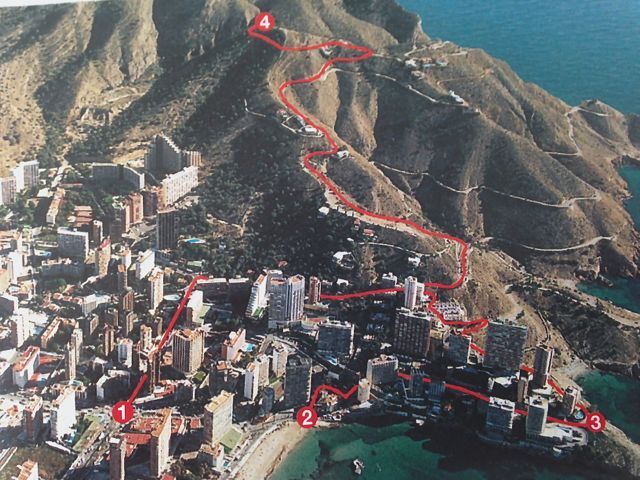 Rute til cruz de benidorm fra levante