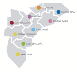 Karte der region alicante