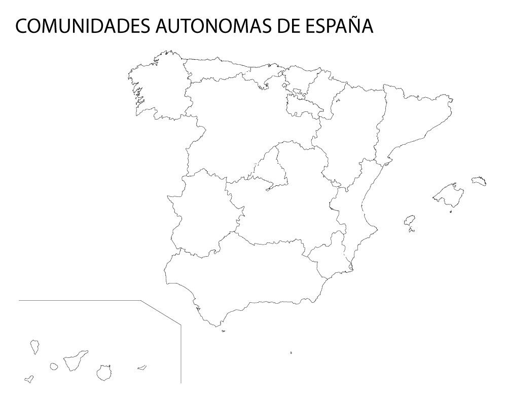 Mapa mudo de ciudades autónomas de españa