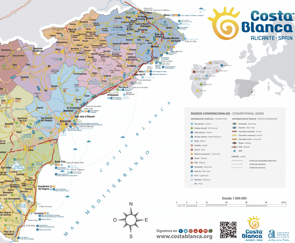 Official map of the costa blanca