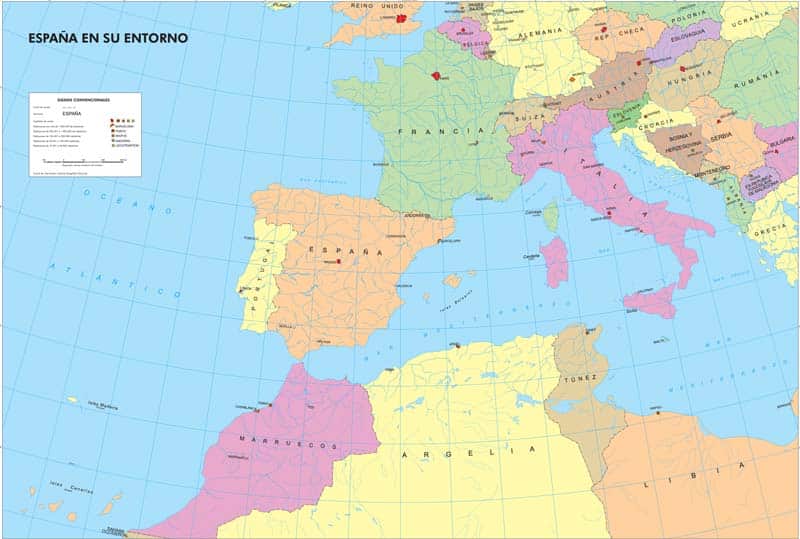 Mapa de españa en europa