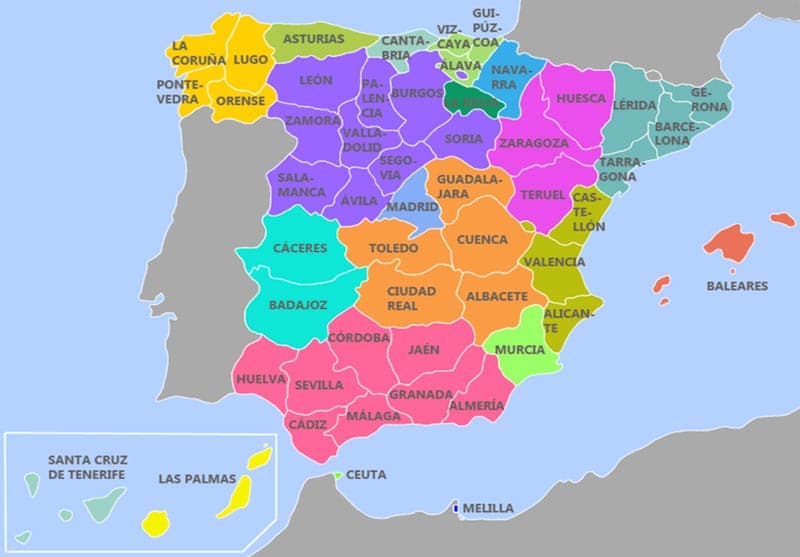 Mapa solo provincias de españa