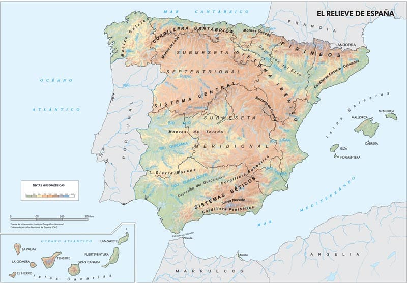 Mapa relieve de españa