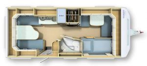 Plattegrond van een caravan