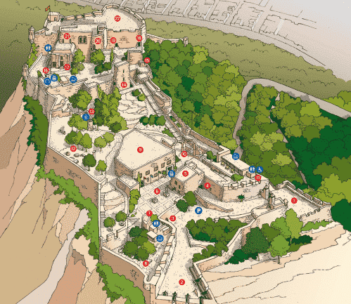 Plan of the santa barbara castle in alicante