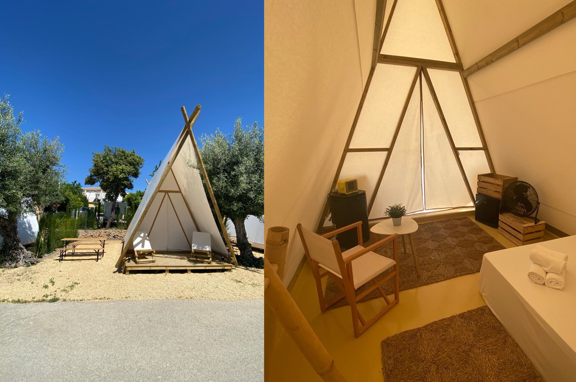 Interior and exterior of kampaoh's nusa tent