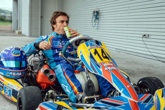 Fernando alonso in einem gokart